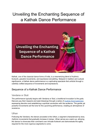 Unveiling the Enchanting Sequence of a Kathak Dance Performance
