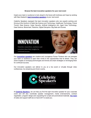 Browse the best innovation speakers for your next event