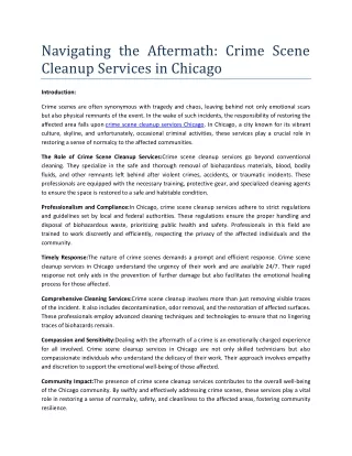 Crime Scene Cleanup Services in Chicago