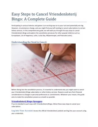 easy steps to cancel vriendenloterij bingo