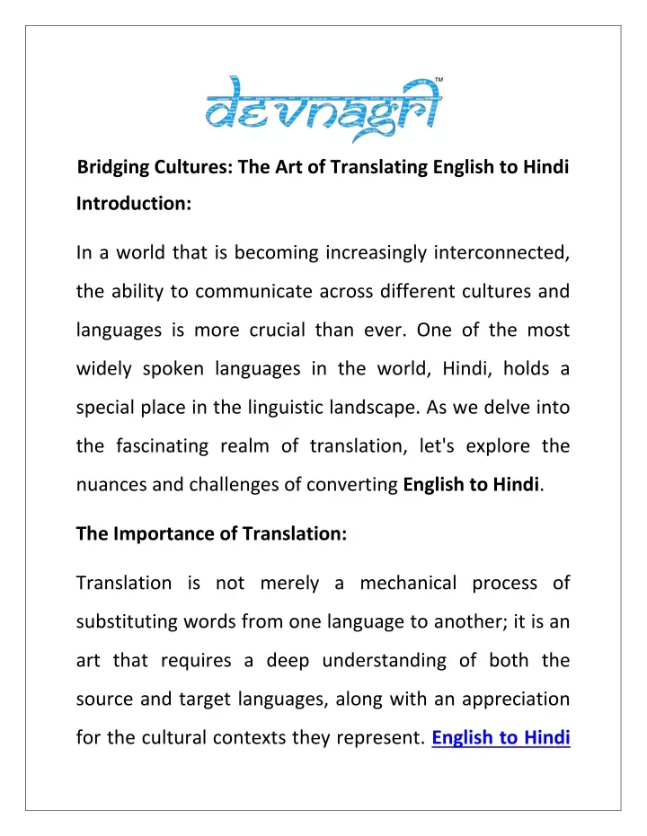 bridging cultures the art of translating english