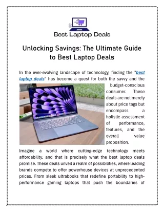 Unlocking Savings The Ultimate Guide to Best Laptop Deals
