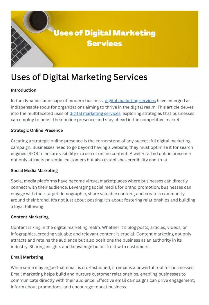 uses of digital marketing services