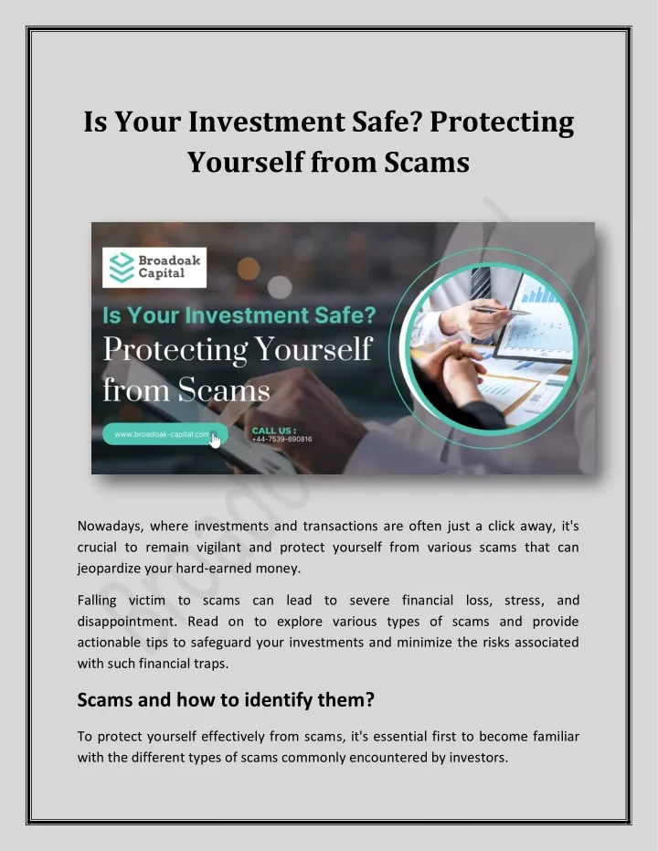 is your investment safe protecting yourself from