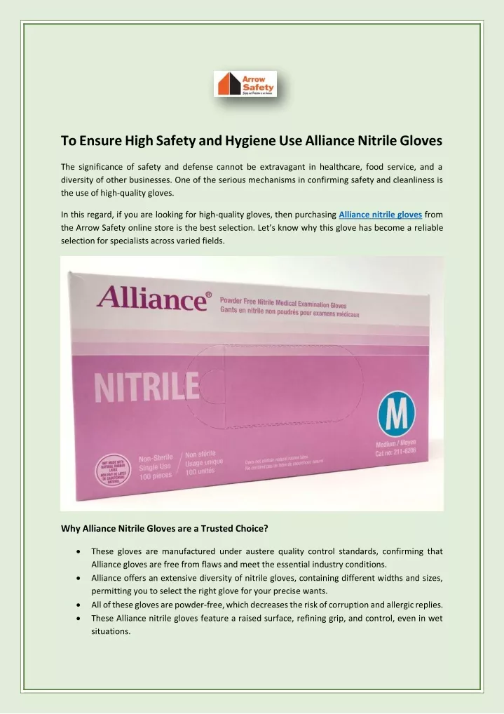 to ensure high safety and hygiene use alliance