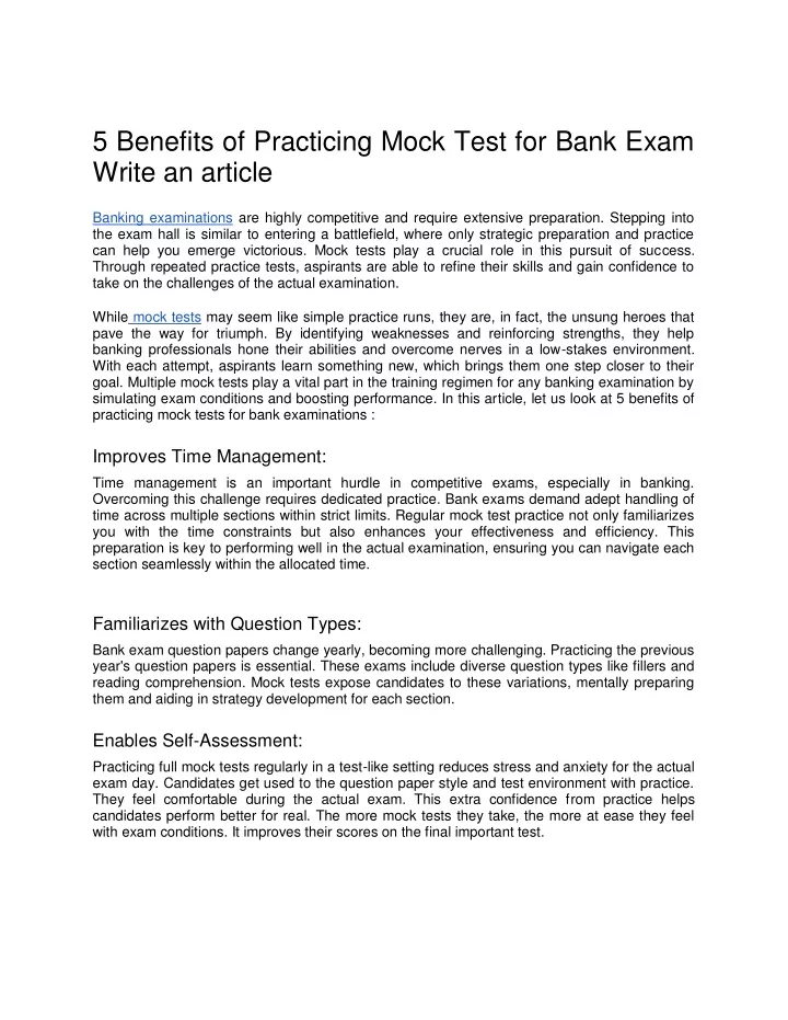 5 benefits of practicing mock test for bank exam