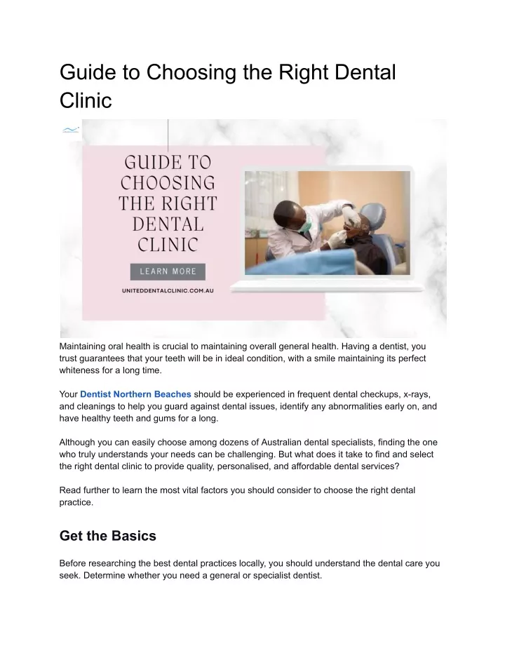 guide to choosing the right dental clinic