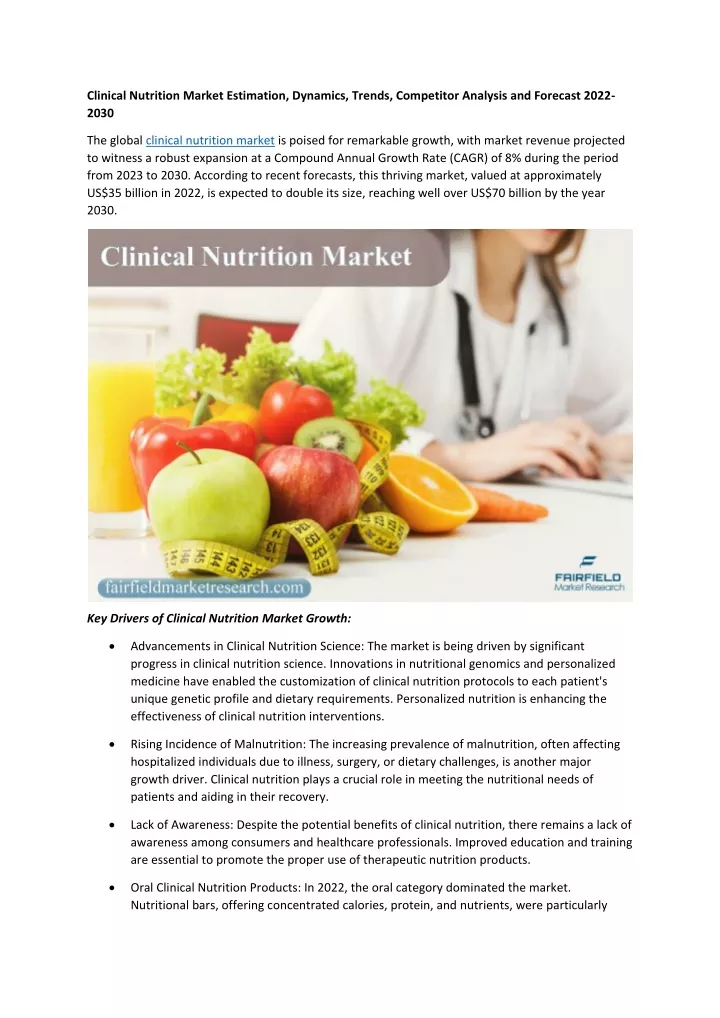 clinical nutrition market estimation dynamics