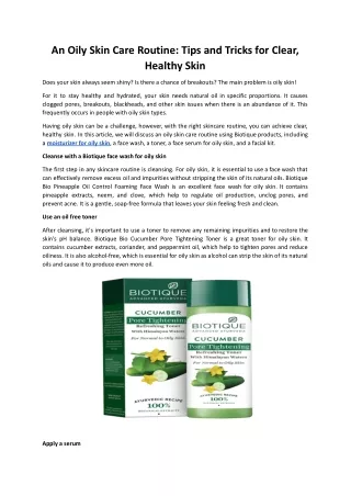 an oily skin care routine tips and tricks