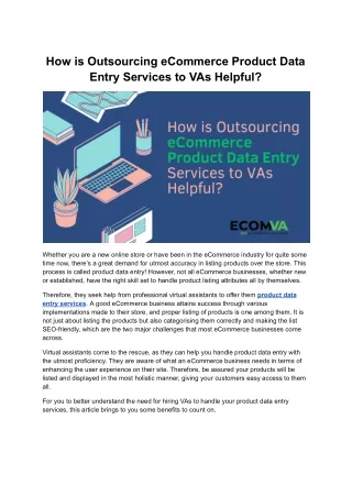 how is outsourcing ecommerce product data entry