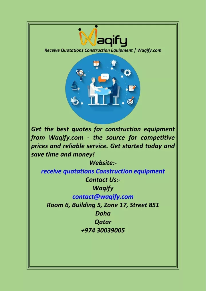 receive quotations construction equipment waqify