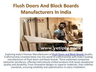 ppt 1 Flush Doors And Block Boards Manufacturers In India