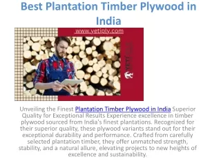 Best Plantation Timber Plywood in India