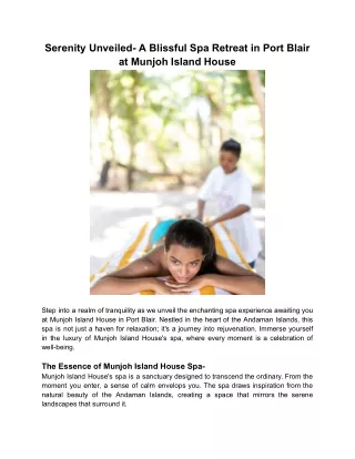 Serenity Unveiled_ A Blissful Spa Retreat in Port Blair at Munjoh Island House