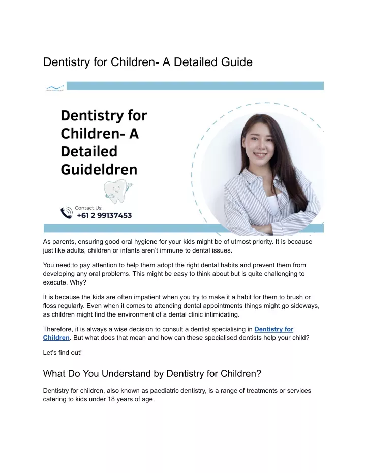 dentistry for children a detailed guide