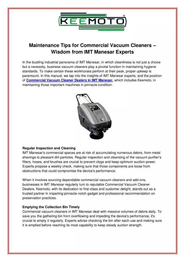 maintenance tips for commercial vacuum cleaners