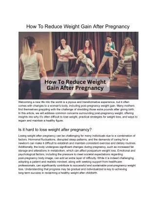 How To Reduce Weight Gain After Pregnancy