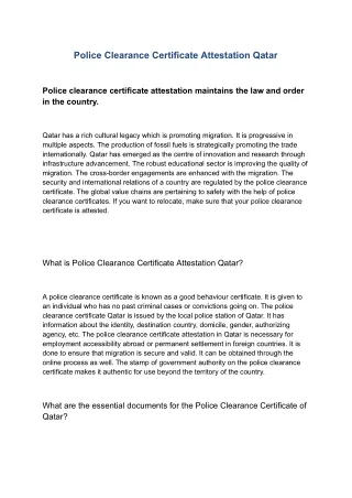 Police Clearance Certificate Attestation Qatar