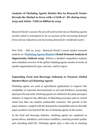 analysis of chelating agents market size