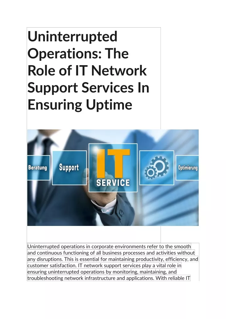 uninterrupted operations the role of it network