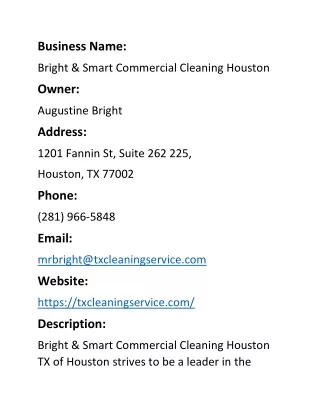 Bright & Smart Commercial Cleaning Houston