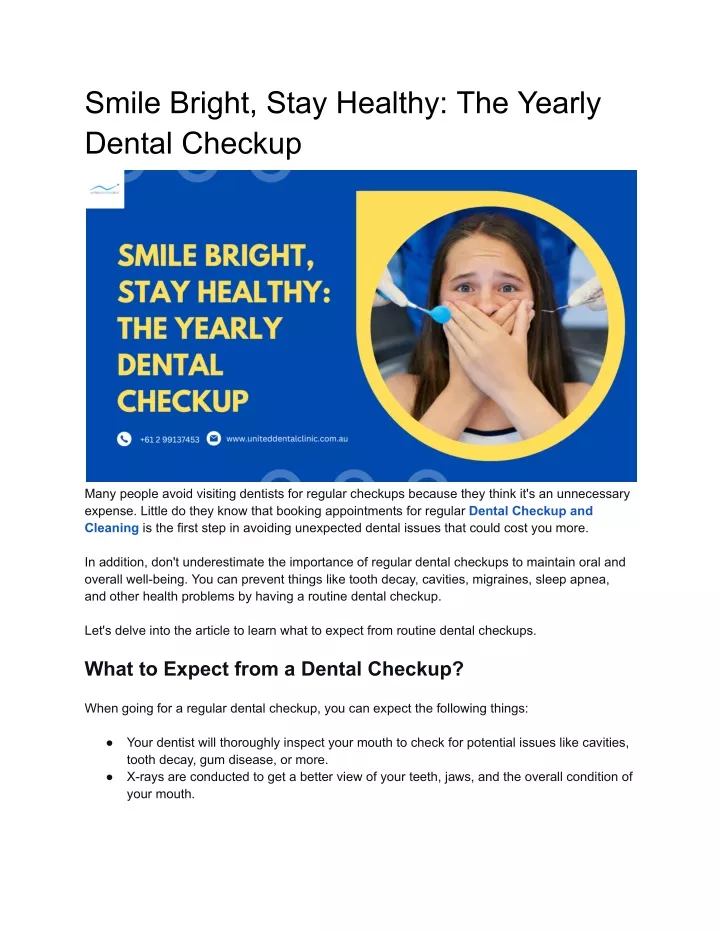 smile bright stay healthy the yearly dental