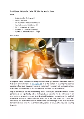 the ultimate guide to car engine oil what
