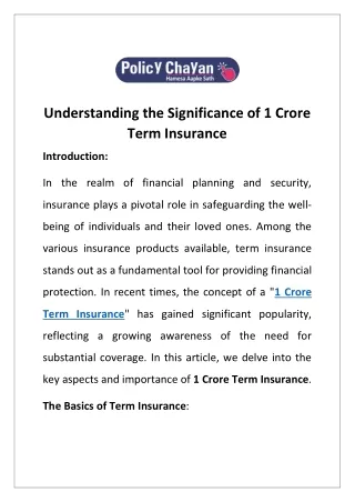 understanding the significance of 1 crore term