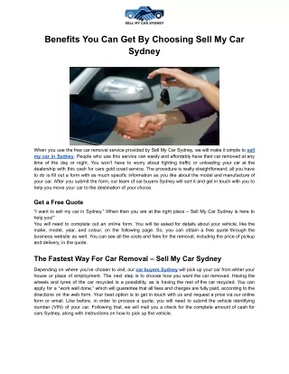 Benefits You Can Get By Choosing Sell My Car Sydney