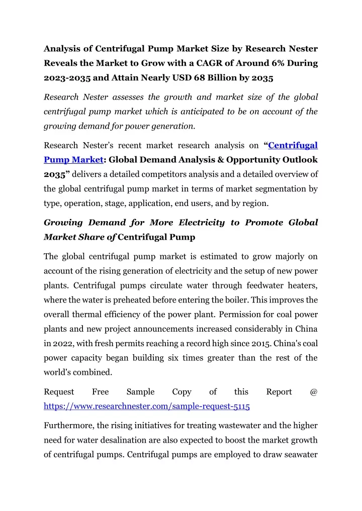 analysis of centrifugal pump market size