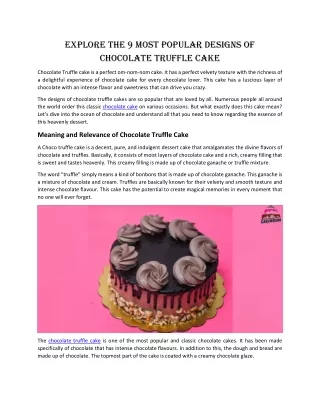 Explore the 9 Most Popular Designs of Chocolate Truffle Cake