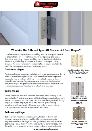 What Are The Different Types Of Commercial Door Hinges