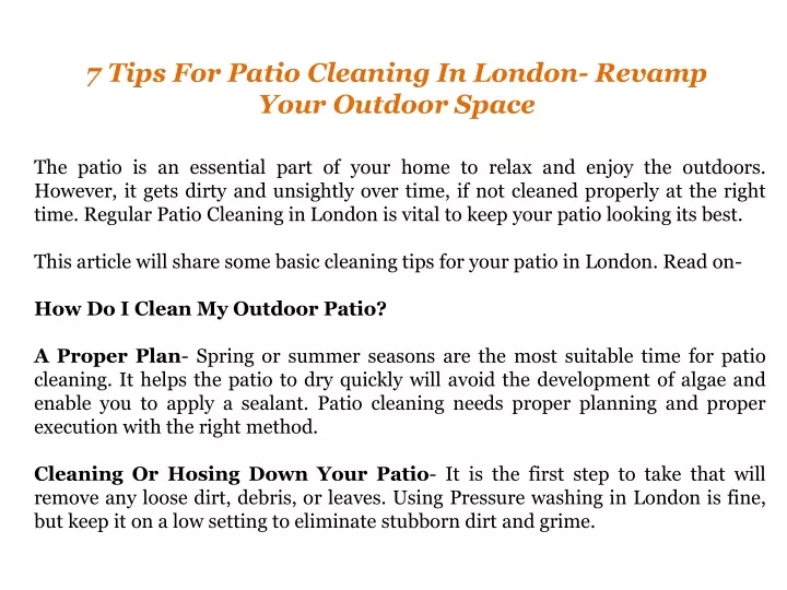 7 tips for patio cleaning in london revamp your