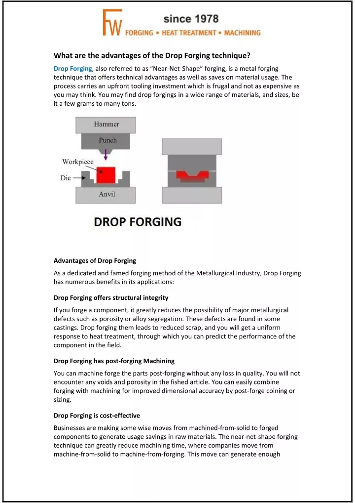 what are the advantages of the drop forging