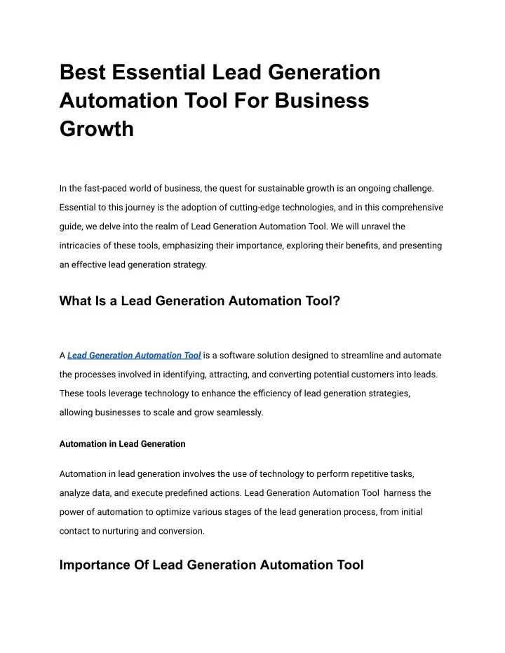 best essential lead generation automation tool