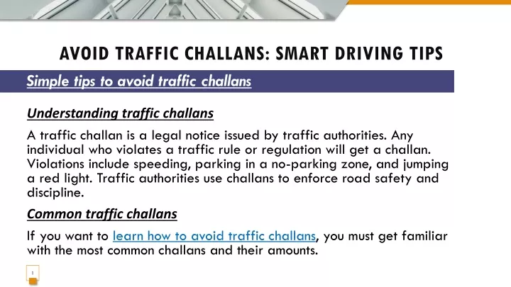 avoid traffic challans smart driving tips