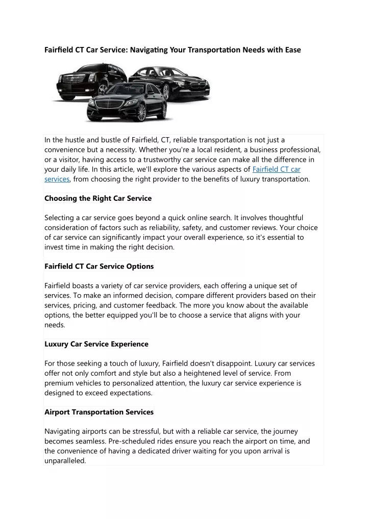 fairfield ct car service navigating your