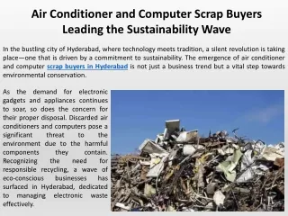 Air Conditioner and Computer Scrap Buyers Leading the Sustainability Wave