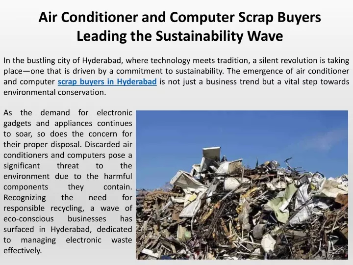 air conditioner and computer scrap buyers leading