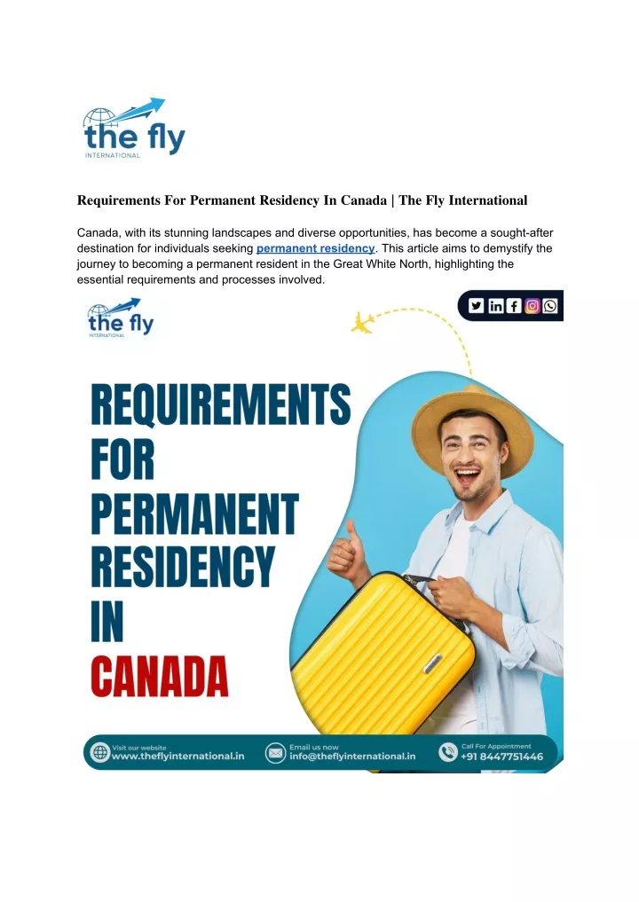 Ppt Requirements For Permanent Residency In Canada The Fly International Powerpoint 1127