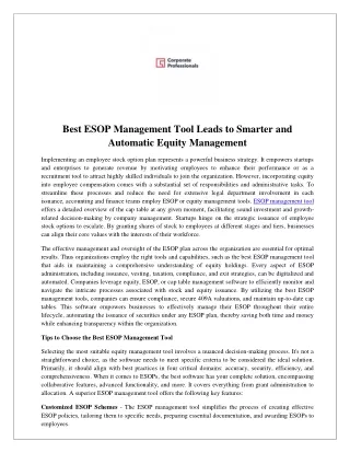Best ESOP Management Tool Leads to Smarter and Automatic Equity Management