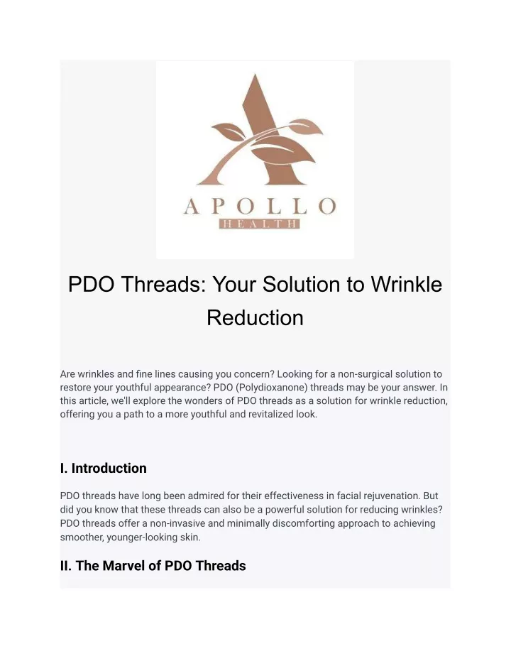 pdo threads your solution to wrinkle reduction