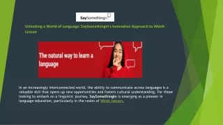 Unlocking a World of Language: SaySomethingin's Innovative Approach to Welsh Les