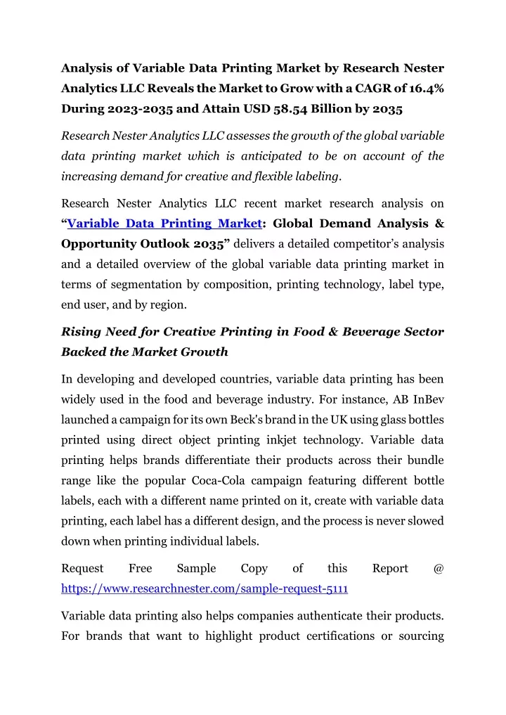 analysis of variable data printing market