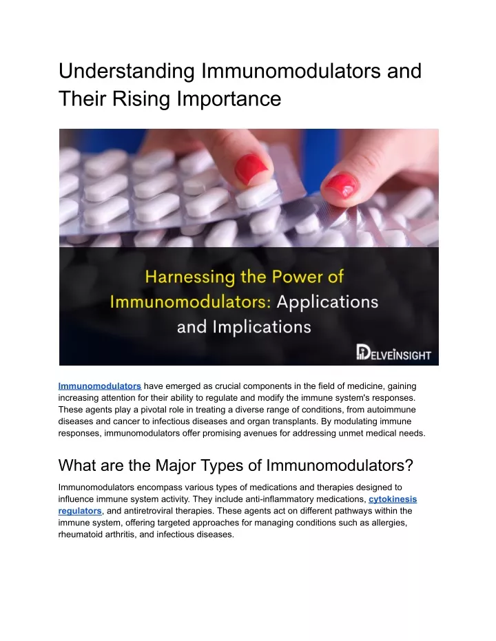 understanding immunomodulators and their rising