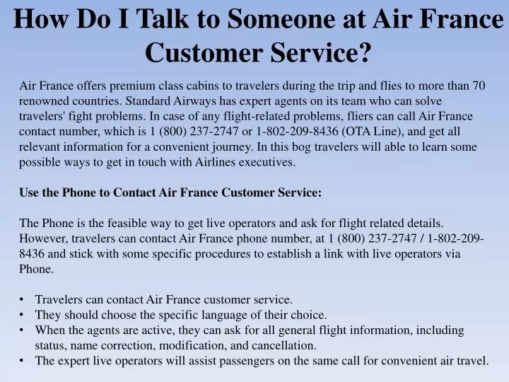 how do i talk to someone at air france customer service
