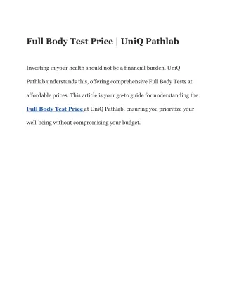 full body test price uniq pathlab