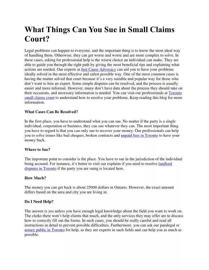 what things can you sue in small claims court