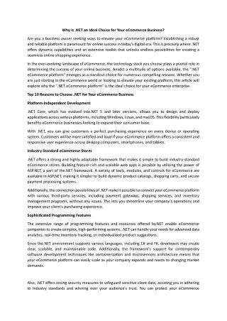 why is net an ideal choice for your ecommerce