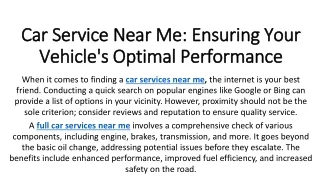 car service near me ensuring your vehicle s optimal performance